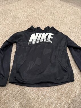 Nike Black Hoodie with White Striped Logo